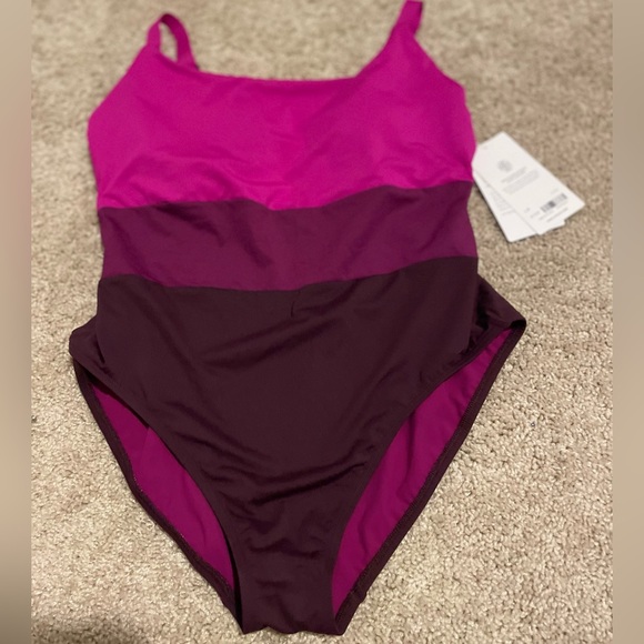 Athleta Other - Athleta Coastline One Piece Swimsuit Electric Fuchsia Color Block Size L NWT